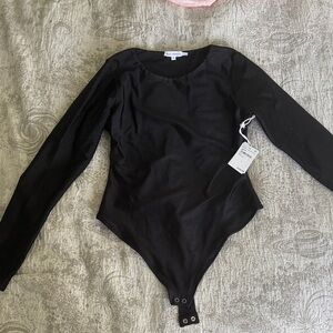 Good American Black Long Sleeve Bodysuit